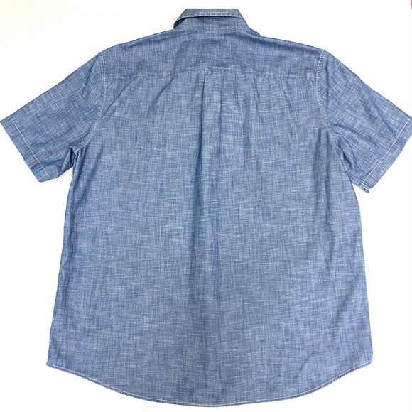 L.L. Bean Men's Traditional Fit Denim Button Down Short Sleeve Shirt - Picture 3 of 5